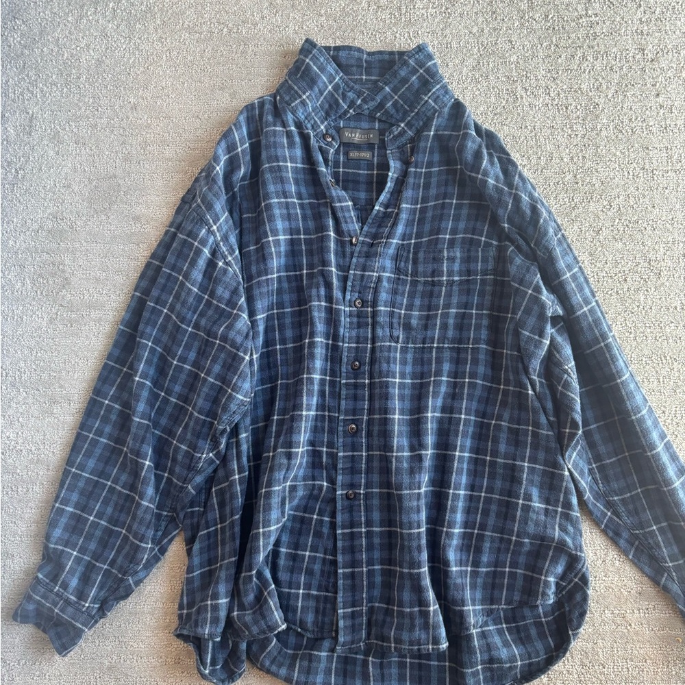 Van Heusen Navy Checkered Flannel Shirt